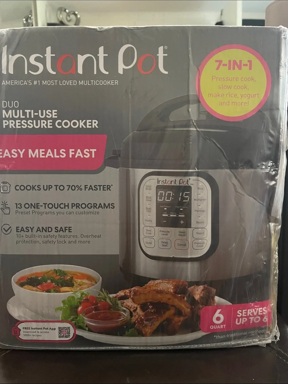Insta Pot Duo Multi Use Pressure Cooker.  6 Qt.  New In Box